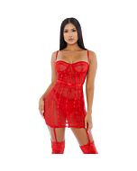 Sheer desires mesh set red
