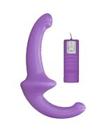 Vibrating silicone strapless strapon - purple