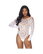 Crochet lace snap crotch teddy - white