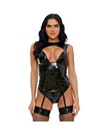 Slicked up vinyl lingerie set black