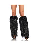 Leg avenue furry lurex leg warmers black silver