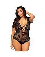 Leg avenue floral lace teddy plus size