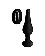 Silicone vibrating anal plug with remote control - black