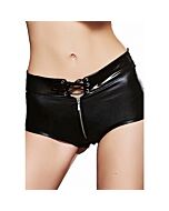 Dizer wetlook lace-up shorts - black