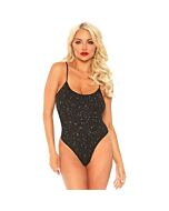 Leg avenue lurex opaque thong bodysuit one size