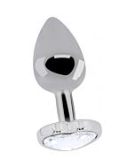 Love heart diamond plug 8 cm silver