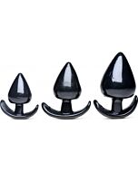 Anal plug set, spade shape - black