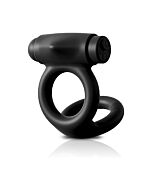 Vibrating silicone cock & ball c-ring - black