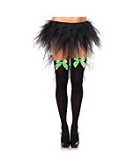 Leg avenue opaque thigh highs with satin bow black-green