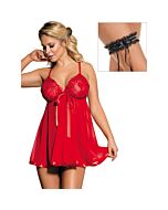 Red Mischief with Black Garter | Red Flowers Mischief In-Store