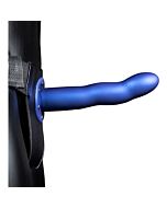 Ouch Curved Metallic Blue Hollow Strap-On 8'' - Sex Shop
