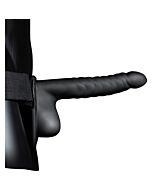 Ouch-Hollow Strap-On with Testicles - 8''/21 cm - Black