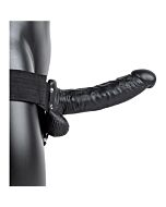 Realrock Hollow Strap-On with Testicles - 7'' / 18 cm - Black