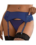 Lace Garter Panty "Blue Lace" - 3XL