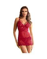 3XL Tight Red Wine Lace Chemise with Adjustable Straps