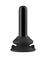 Suction Cup Remote Control Vibrator: Black Glass Thumbéo
