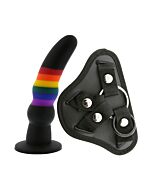 Rainbow Strap On Dildo