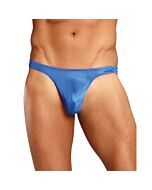 Male power blue satin thong
