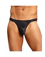 Male power black satin thong