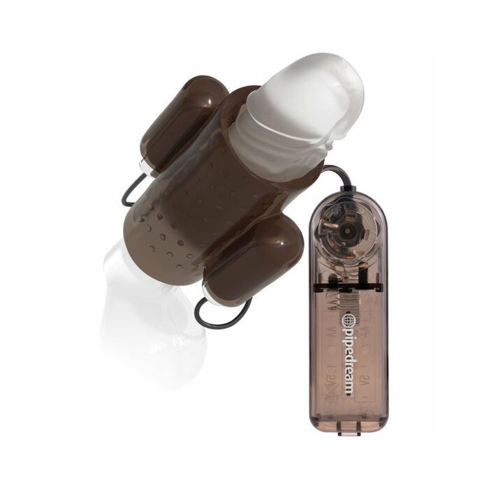 Dual vibrating penis sleeve - grey