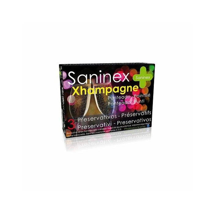 Saninex condoms 3 uds xhampagne - punteado - dotted