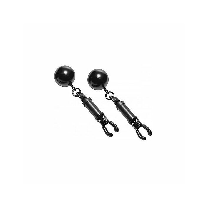 Black bomber nipple clamps with ball weights