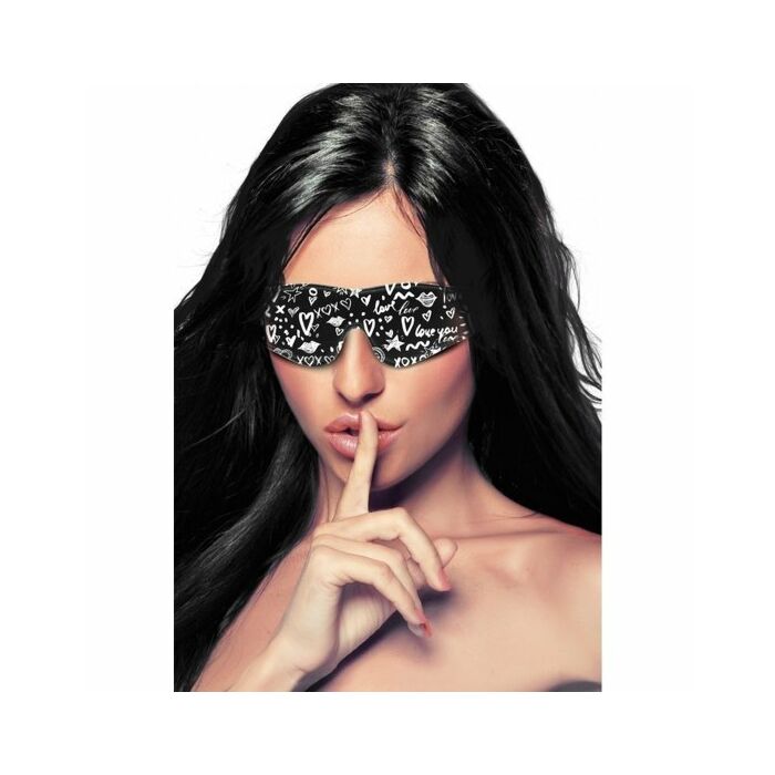 Printed eye mask - love street art fasion - black
