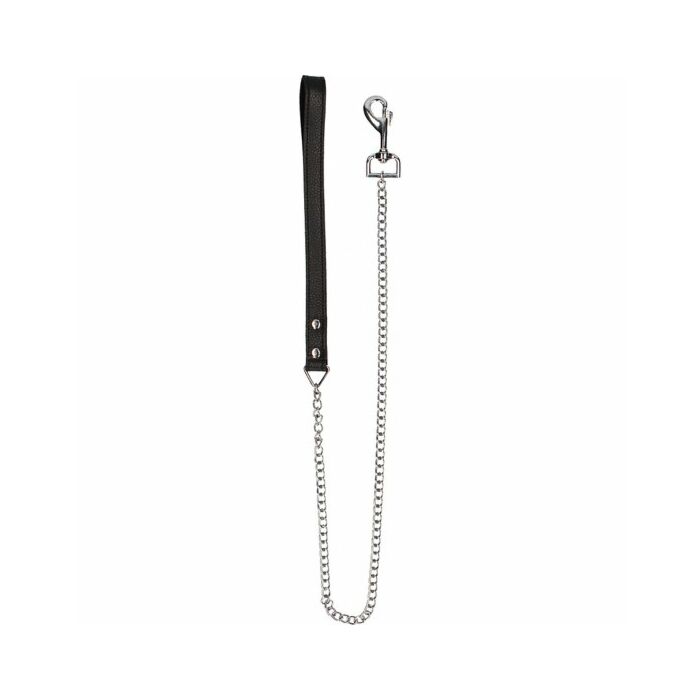 Leather handle chain lead negro