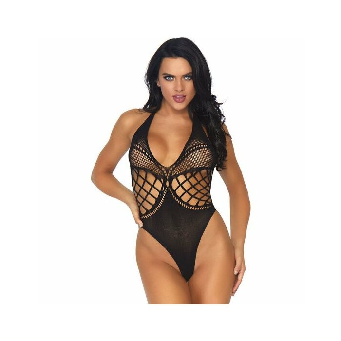 Leg avenue net thong back halter teddy one size