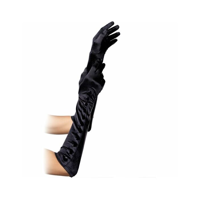 Leg avenue satin gloves with snap button detail black