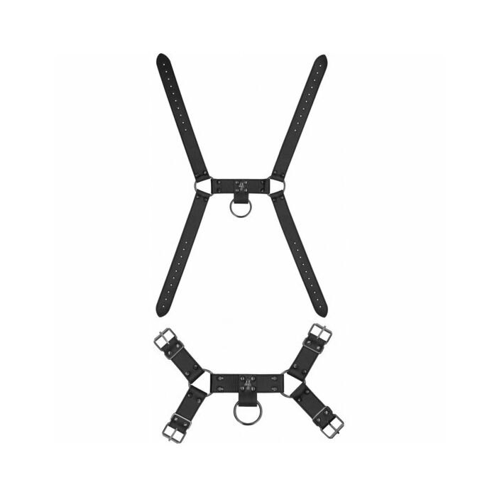 Ouch! skulls and bones - male harness with skulls & spikes - black