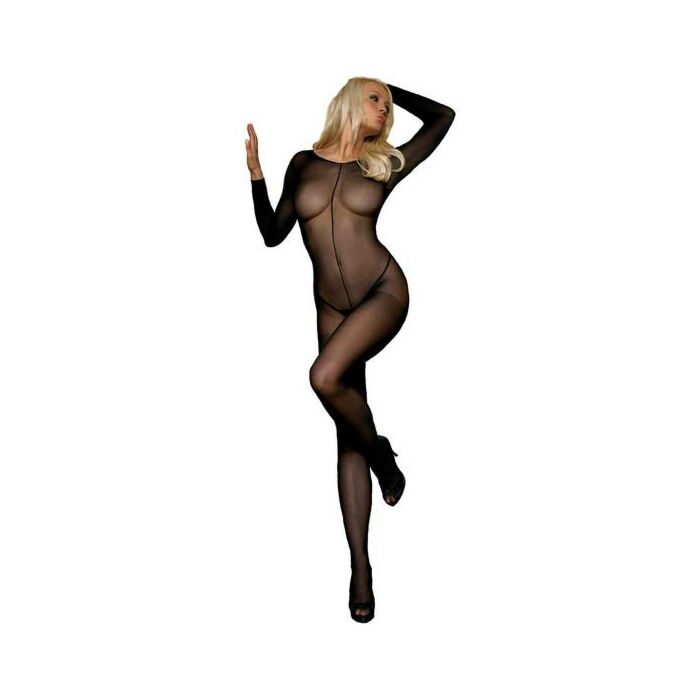 Leg avenue sheer long sleeved scoop neck bodystocking
