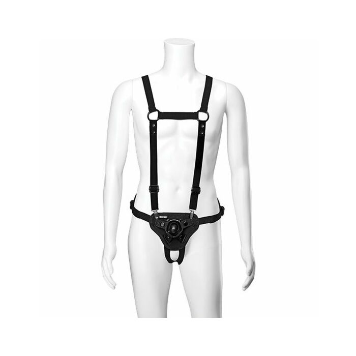 Vac-u-lock chest-suspender harness w plug