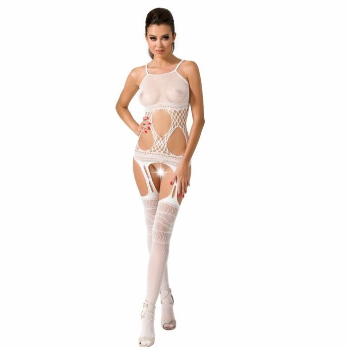 Passion woman bs047 bodystocking - white one size