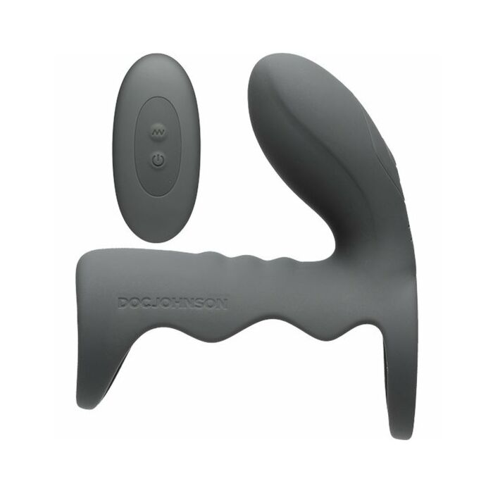 Optimale vibrating cock cage w remote - grey