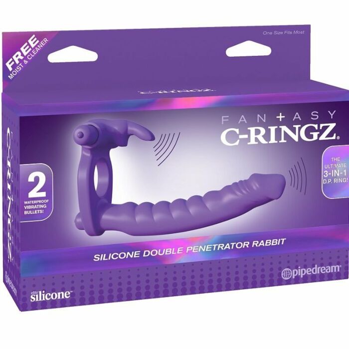 Fantasy c-ringz silicone double vibrator rabbit