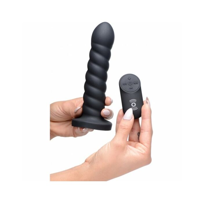 Supple swirl 21x remote control silicone dildo - black