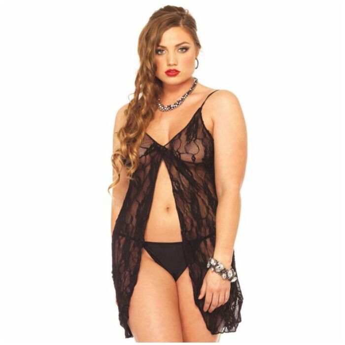 Leg avenue rose lace babydoll with gstring plus size