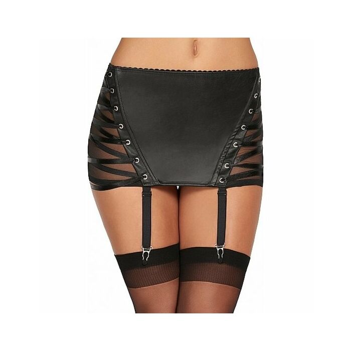 Caracas satin laces wetlook garterbelt black