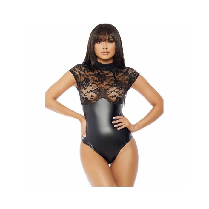 Mock neck bodysuit - black