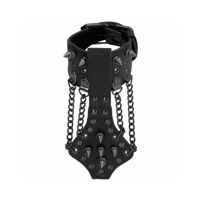 Ouch! skulls and bones - bracelet with spikes and chains - black