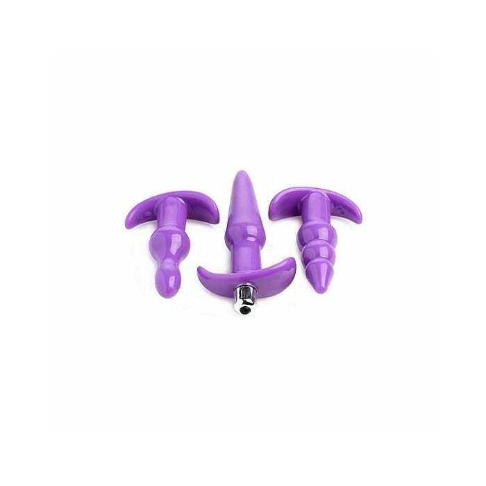 4 piece vibrating anal plug set - purple