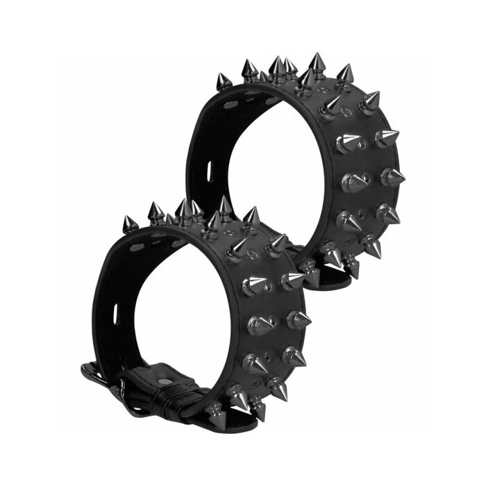 Ouch! skulls and bones - ankle cuffs with spikes - black