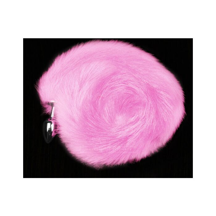 Silver plug with tail - pink
