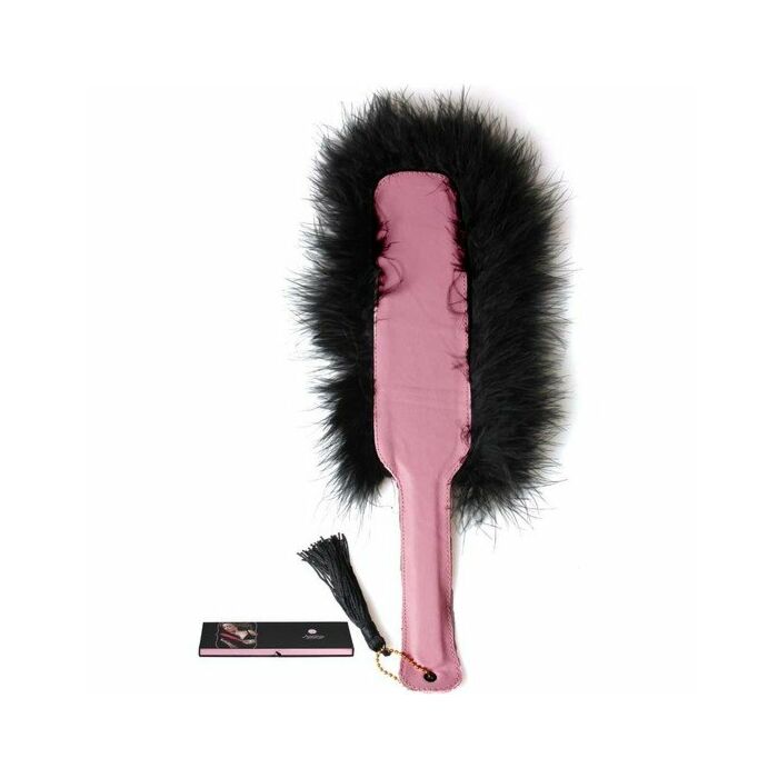 Fusta 100% cuero y marabu rosa