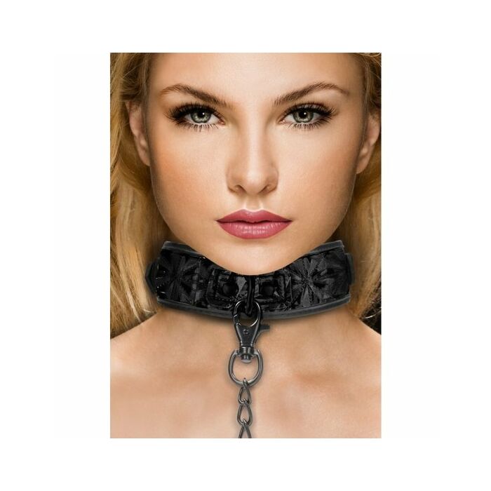 Luxury collar with leash black