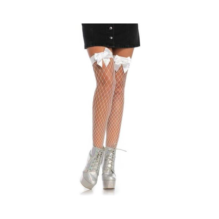 Leg avenue net thigh highs with a bow top