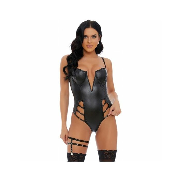 Distress with the best faux leather teddy black