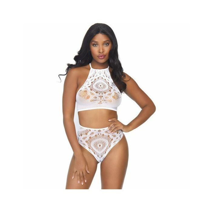 Crop top and high waist thong - white