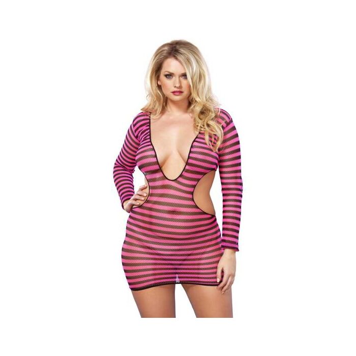 Leg avenue striped fishnet mini dress plus size